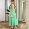 Vestido Midi Estela Sarja com Elastano sem Bojo Verde Zíper Atrás - Fernanda Ramos Store