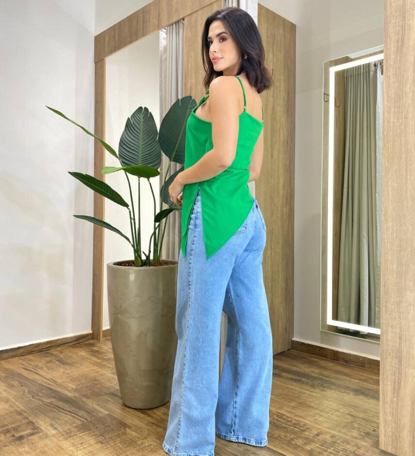 Blusa Feminina Assimétrica Jane Alça Regulável sem Bojo Verde - Fernanda Ramos Store