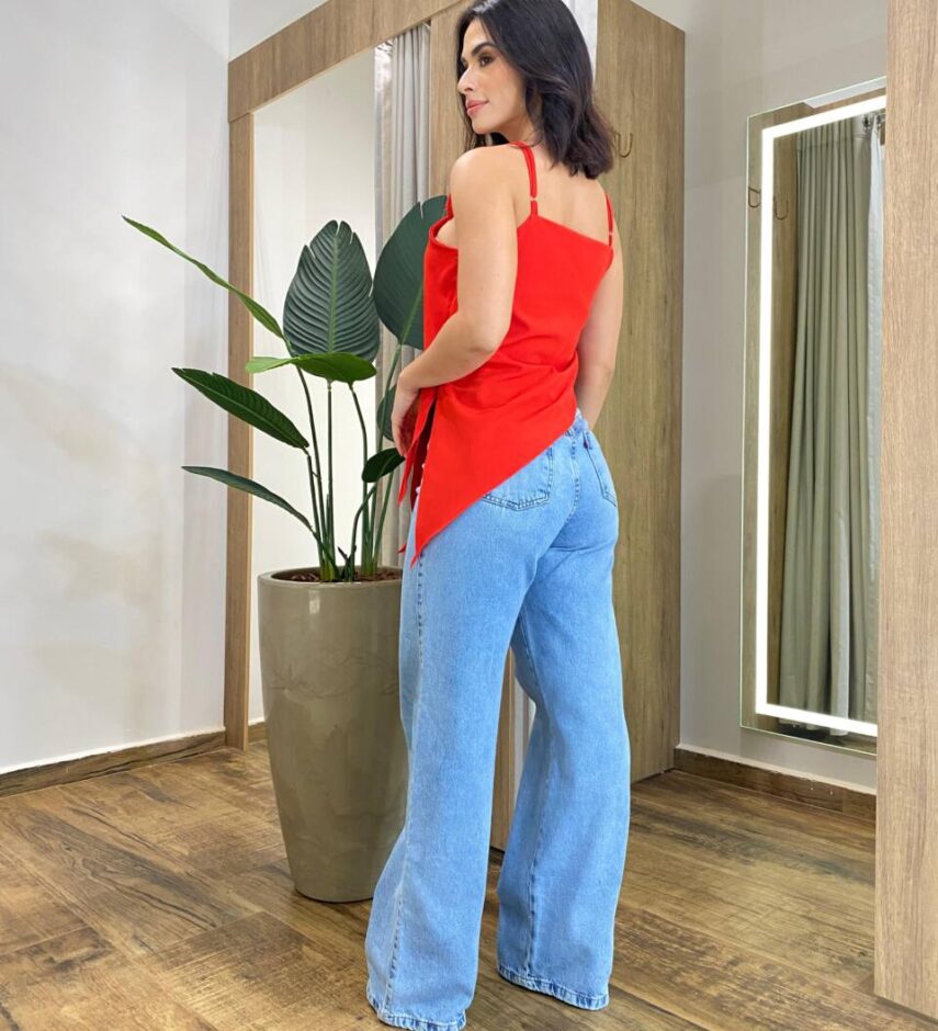 Blusa Feminina Assimétrica Jane Alça Regulável sem Bojo Vermelha - Fernanda Ramos Store