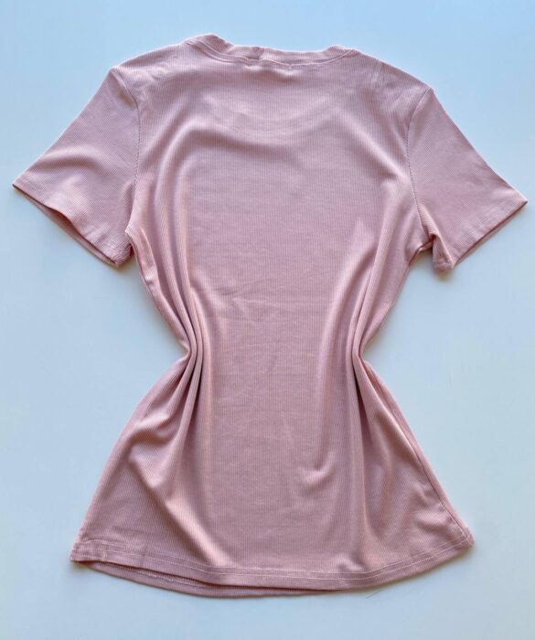 Blusa Feminina Manga Curta Modal Bella com Detalhe Rosé - Fernanda Ramos Store