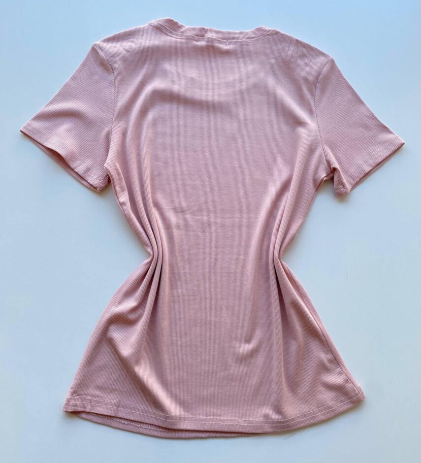 Blusa Feminina Manga Curta Modal Bella com Detalhe Rosé - Fernanda Ramos Store