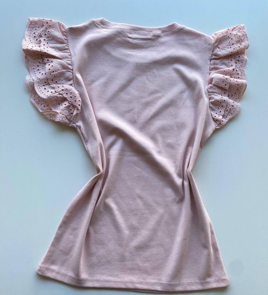 Blusa Feminina Stella com Detalhe em Laise na Manga Rosa - Fernanda Ramos Store