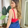 Body Feminino Ingrid Detalhe Dourado com Bojo Vermelho - Fernanda Ramos Store