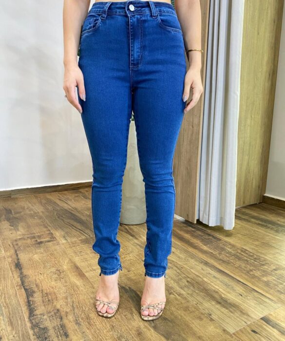 Calça Jeans Feminina Super Skinny 25726 Detalhe na Barra - Jeans, 36 - Fernanda Ramos Store