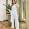 Conjunto Feminino Alfaiataria Isa Cropped e Calça Pantalona Off White - Fernanda Ramos Store