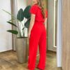 Conjunto Feminino Alfaiataria Isa Cropped e Calça Pantalona Vermelho - Fernanda Ramos Store