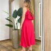 Conjunto Feminino Ester Cropped Babado sem Bojo e Saia Midi Vermelho - Fernanda Ramos Store