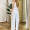 Conjunto Feminino Fernanda Regata e Calça Pantalona Off White - Fernanda Ramos Store