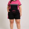 Conjunto Feminino Plus Blusa Manga Curta e Short Moletinho Pink - Fernanda Ramos Store