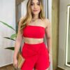 Conjunto Poliamida Marcela Top sem Bojo e Short Saia Vermelho - Fernanda Ramos Store