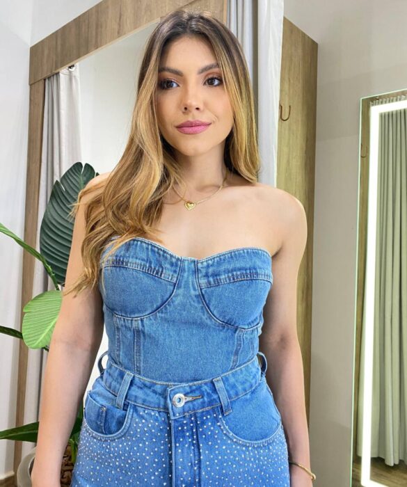 Cropped Feminino Barbara sem Bojo com Lastex Tomara que Caia Jeans - Fernanda Ramos Store