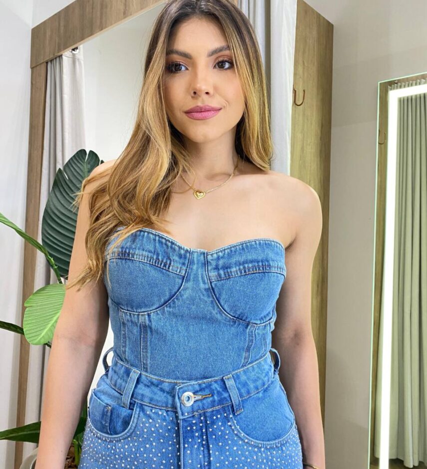 Cropped Feminino Barbara sem Bojo com Lastex Tomara que Caia Jeans - Fernanda Ramos Store