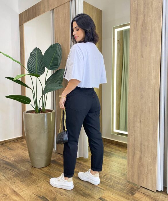 Cropped Feminino Manga Curta Cléo Estampado Branco - Fernanda Ramos Store