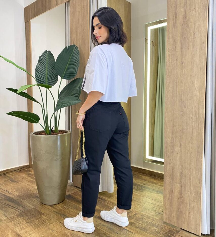 Cropped Feminino Manga Curta Cléo Estampado Branco - Fernanda Ramos Store