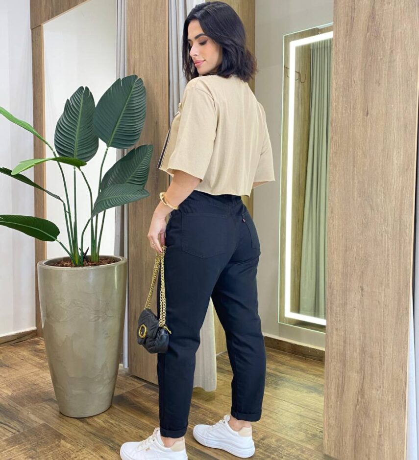 Cropped Feminino Manga Curta Cléo Estampado Caqui - Fernanda Ramos Store