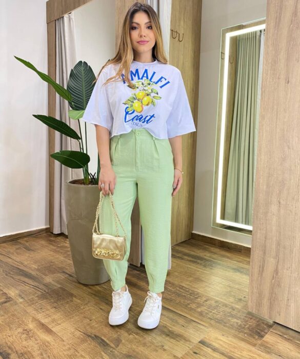 Cropped Feminino Manga Curta Pietra Estampado Branco - Fernanda Ramos Store