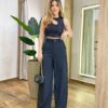 Cropped Feminino Paetê Cléo com Bojo e Detalhe Preto - Fernanda Ramos Store