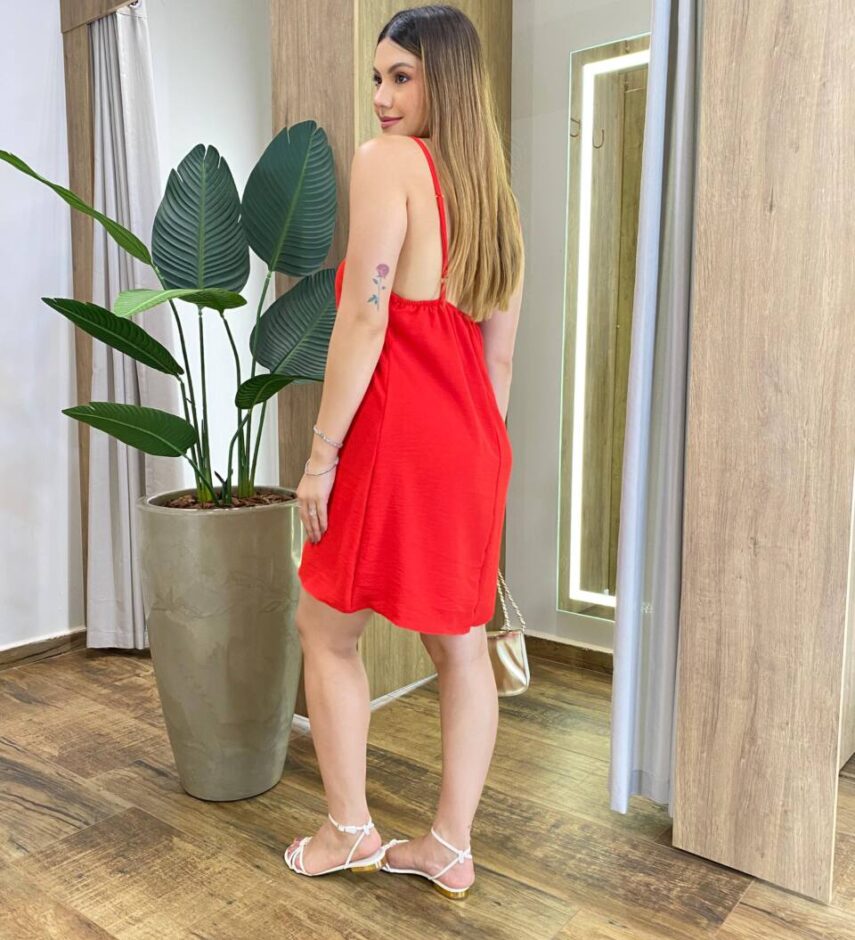 Macaquinho Feminino Curto Jessy sem Bojo Alça Regulável Vermelho - Fernanda Ramos Store