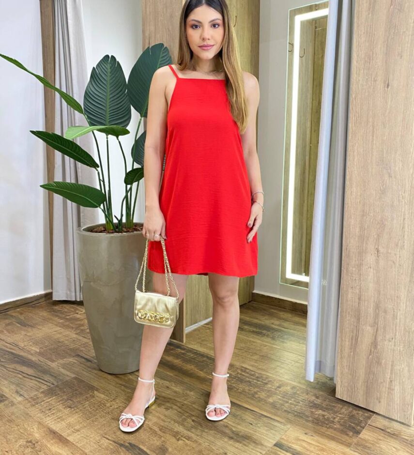 Macaquinho Feminino Curto Jessy sem Bojo Alça Regulável Vermelho - Fernanda Ramos Store