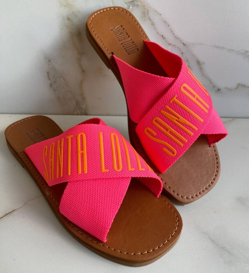 Rasteira Feminina Transpassada Santa Lolla Pink Neon - Fernanda Ramos Store