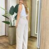 Regata Feminina Bruna com Detalhe de Laço Off White - Fernanda Ramos Store