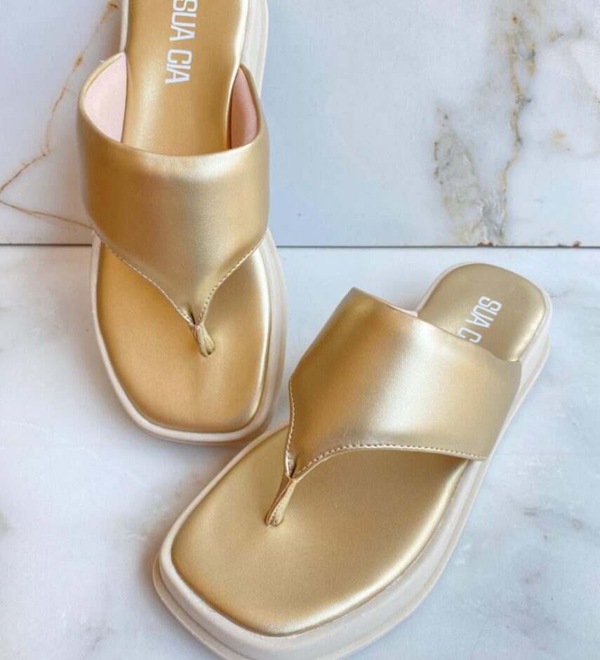 Sandália Feminina Cecilia Soft Flatform Dourada - Fernanda Ramos Store