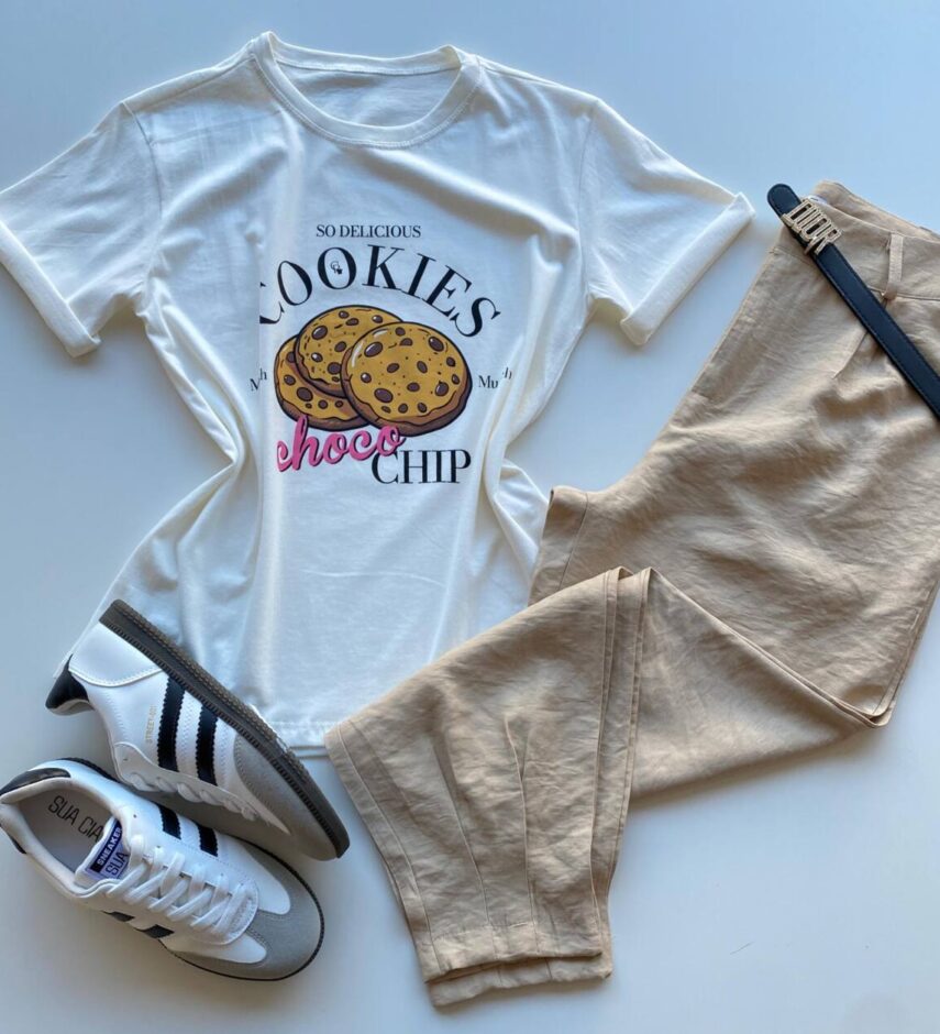 T-shirt Feminina Manga Curta Dora Off White Cookies - Fernanda Ramos Store