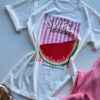 T-shirt Feminina Manga Curta Dora Off White Sweet Watermelon - Fernanda Ramos Store