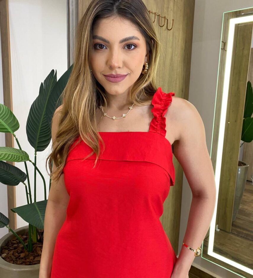 Vestido Feminino Curto Ary sem Bojo com Detalhe nas Alças Vermelho - Fernanda Ramos Store
