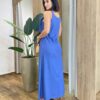 Vestido Feminino Longo Amplo Viscolinho sem Bojo Azul - Fernanda Ramos Store