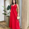 Vestido Feminino Longo Amplo Viscolinho sem Bojo Vermelho - Fernanda Ramos Store