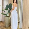 Vestido Feminino Longo Clara com Bojo e Amarração Off White - Fernanda Ramos Store