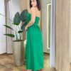 Vestido Feminino Longo Clara com Bojo e Amarração Verde - Fernanda Ramos Store