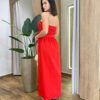 Vestido Feminino Longo Clara com Bojo e Amarração Vermelho - Fernanda Ramos Store