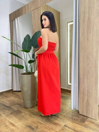 Vestido Feminino Longo Clara com Bojo e Amarração Vermelho - Fernanda Ramos Store