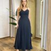 Vestido Feminino Longo Íris com Bojo e Detalhe Plissado Preto - Fernanda Ramos Store