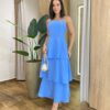 Vestido Feminino Longo Ísis com Bojo em Camadas Azul - Fernanda Ramos Store