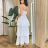 Vestido Feminino Longo Ísis com Bojo em Camadas Off White - Fernanda Ramos Store