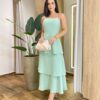 Vestido Feminino Longo Ísis com Bojo em Camadas Verde Menta - Fernanda Ramos Store