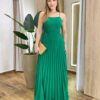 Vestido Feminino Longo Rita com Bojo e Detalhe Plissado Verde - Fernanda Ramos Store