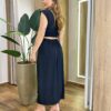 Vestido Feminino Midi Dandara sem Bojo com Botões e Abertura Preto - Fernanda Ramos Store