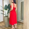 Vestido Feminino Midi Valentina com Bojo e Fenda Vermelho - Fernanda Ramos Store