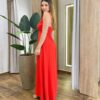 Vestido Longo Celine sem Bojo Alça Regulável com Lastex Vermelho - Fernanda Ramos Store