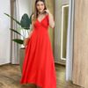 Vestido Longo Celine sem Bojo Alça Regulável com Lastex Vermelho - Fernanda Ramos Store