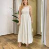 Vestido Longo Lily Viscolinho sem Bojo com Lastex Cru - Fernanda Ramos Store