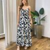 Vestido Longo Nice Alça Regulável sem Bojo Estampado de Preto - Fernanda Ramos Store