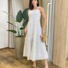 Vestido Midi Sofia de Laise sem Bojo Bordado Off White - Fernanda Ramos Store