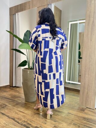 Vestido Midi sem Bojo Plus Estampado Fechamento em Botões - Fernanda Ramos Store
