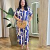 Vestido Midi sem Bojo Plus Estampado Fechamento em Botões - Fernanda Ramos Store