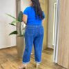 Blusa Feminina Manga Curta Canelada Lety Azul - Fernanda Ramos Store